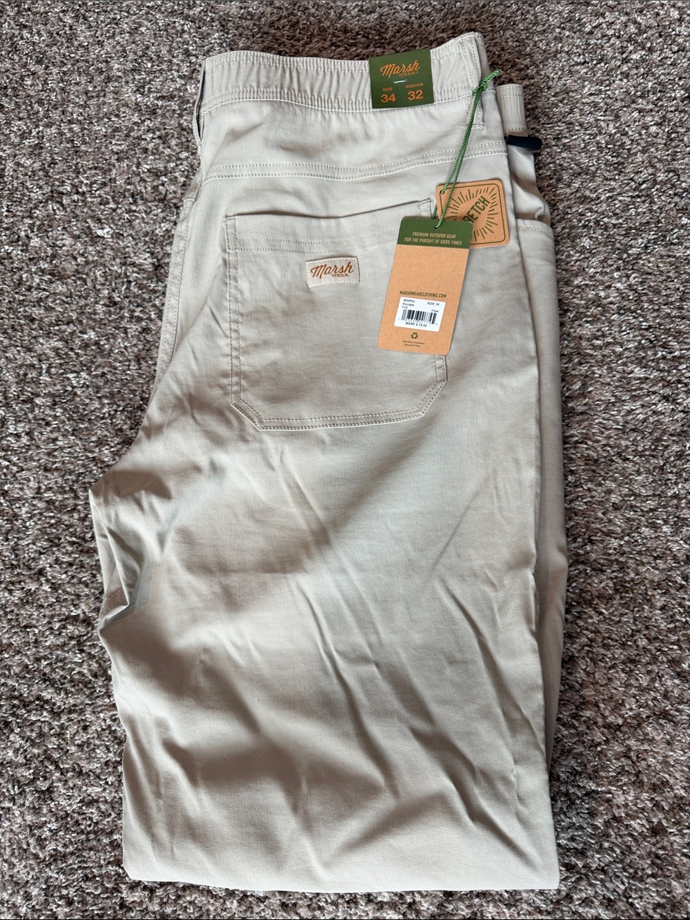Marsh Wear Men's Light Khaki Stretch Pants - 34x32